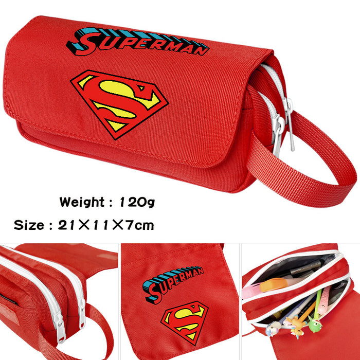 Wholesale Cartoon Canvas Pencil Case Double Layer Large Capacity Waterproof With Handle For Students