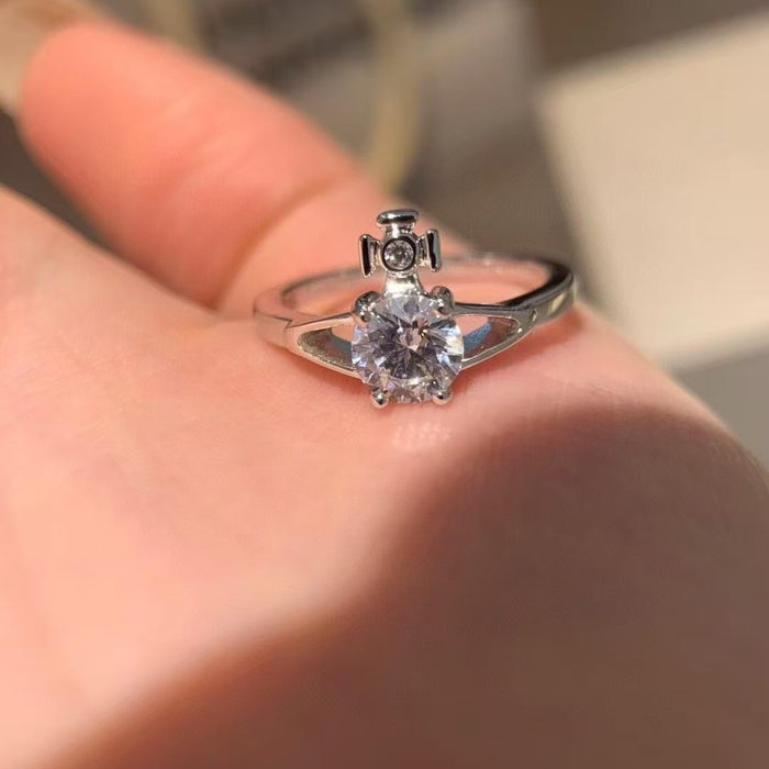 Wholesale Four-Prong Large Diamond Saturn Ring