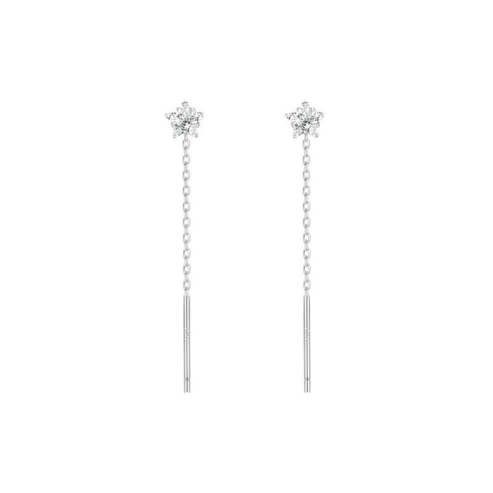 Wholesale Geometric square zircon tassel earrings with simple temperament, single diamond round star earrings, heart-shaped tassel earrings, and ear chains