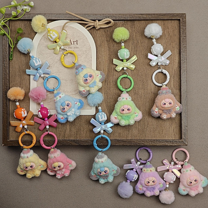 Wholesale Flocked Cartoon Cute Particle Keychain Bag Charm