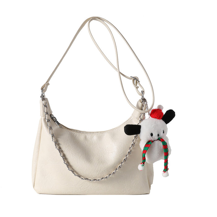 Wholesale Street Trendy Chain Tote Bag PU Small White Fashion Accessory