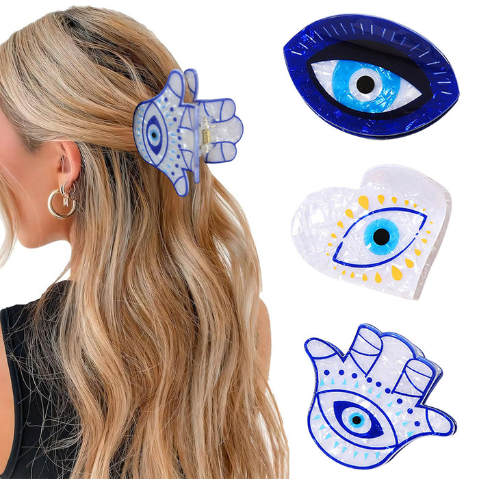Wholesale Devil' s Eye Hair Clip Retro Blue Eyes Fatima' s Palm Grip  Evil Eye Headpiece
