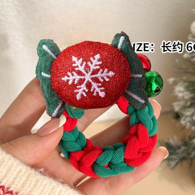 Wholesale Christmas Cartoon Deer Biscuits Braided Hair Scrunchies JDC-HS-Shuy002