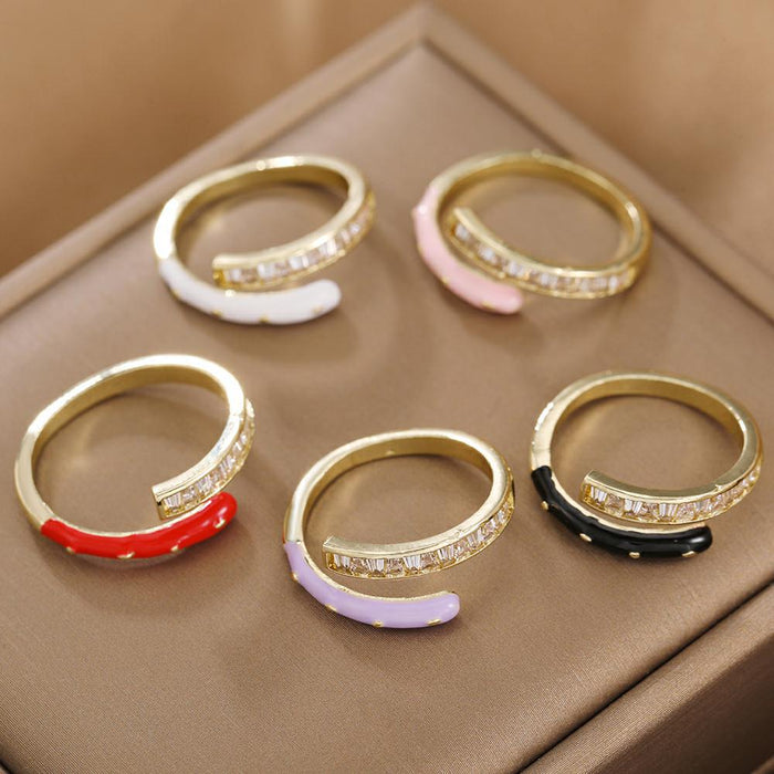 Wholesale Micro-paved zircon adjustable ring for women