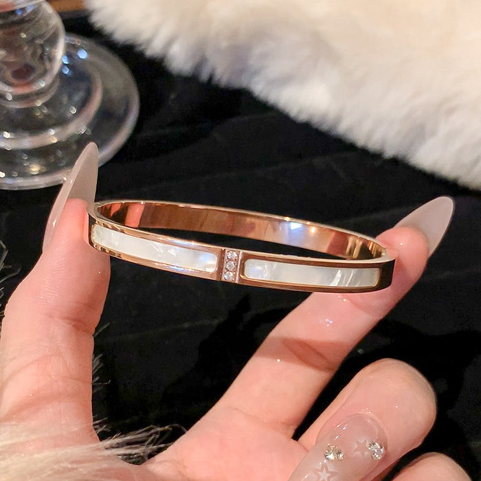 Wholesale Electroplated Zircon Titanium Steel Bracelet Simple High Sense Bracelet Niche Temperament  Bracelet