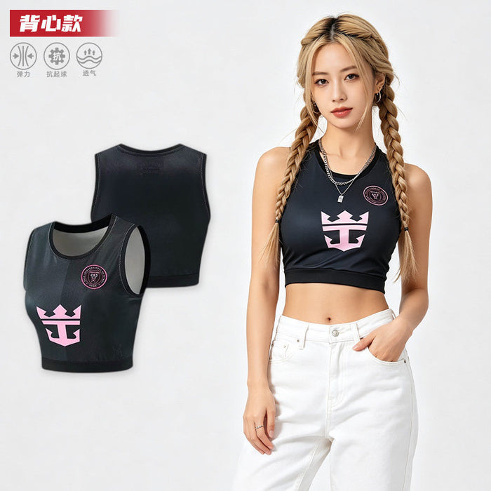 Wholesale World Cup National Team Football Girls Crop Top Short-Sleeve Sports Vest