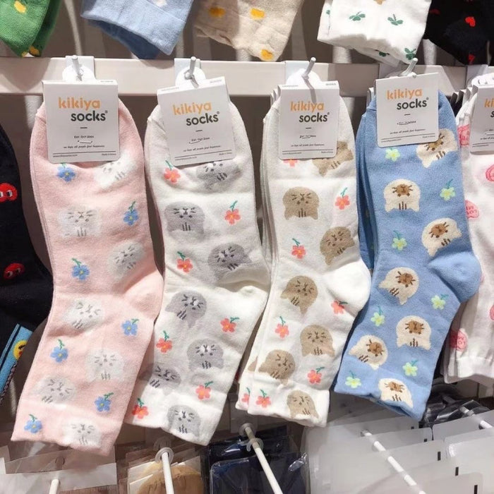 Wholesale summer fortune cat college style cartoon cat cute spring autumn and winter women's socks