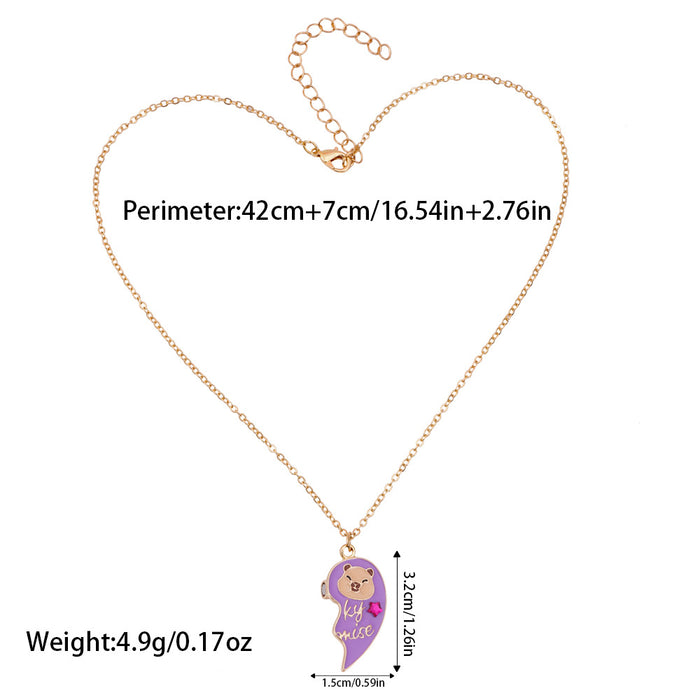 Wholesale New Cute Cartoon Animation Necklace Alloy Drip Oil Love Splicing Magnetic Pendant Accessories