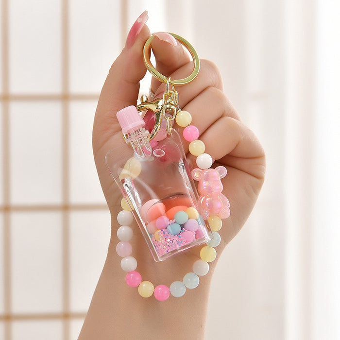 Wholesale Cute Beaded Sand Bottle Keychain