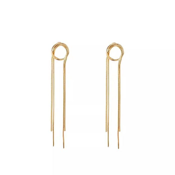 Wholesale Simple gold long tassel earrings with high-end design, light luxury, niche earrings, new trendy, exquisite and versatile earrings