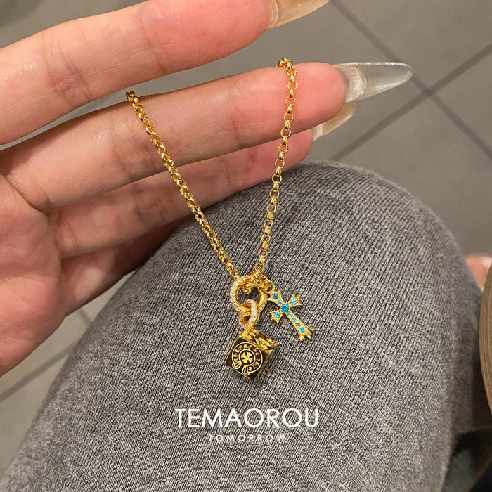 Wholesale Dice cross necklace Pendant long necklace