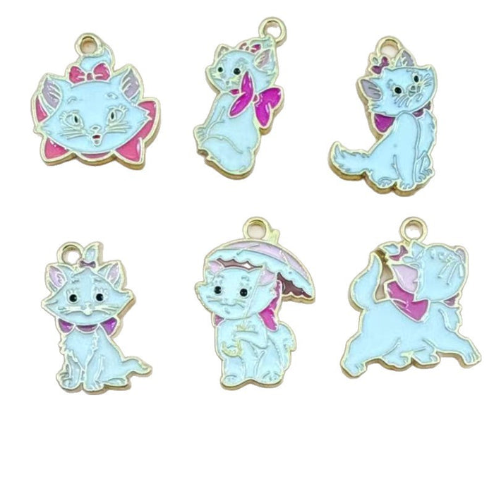 Wholesale 10pcs Cute Cat Alloy Keychain Mini Handmade Accessory Pendant