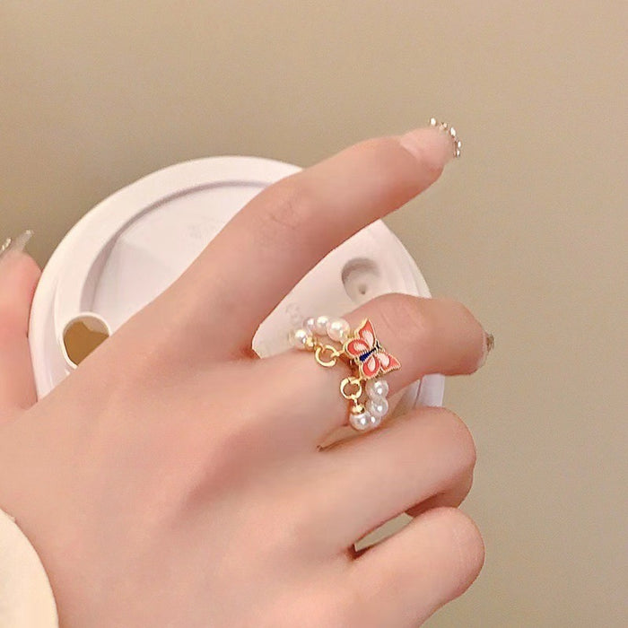 Wholesale Green butterfly open ring niche versatile ring