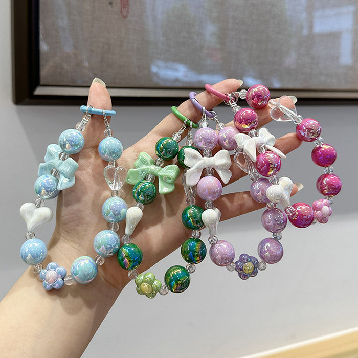 Wholesale Bow, love, bead, chain, cute and fashionable bag decoration, phone case hanging chain