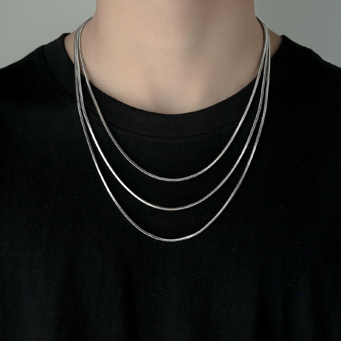 Wholesale Accessories: Snake bone chain necklace, niche trendy brand, thin men's unisex, versatile titanium steel neck, men's collarbone, sweater chain