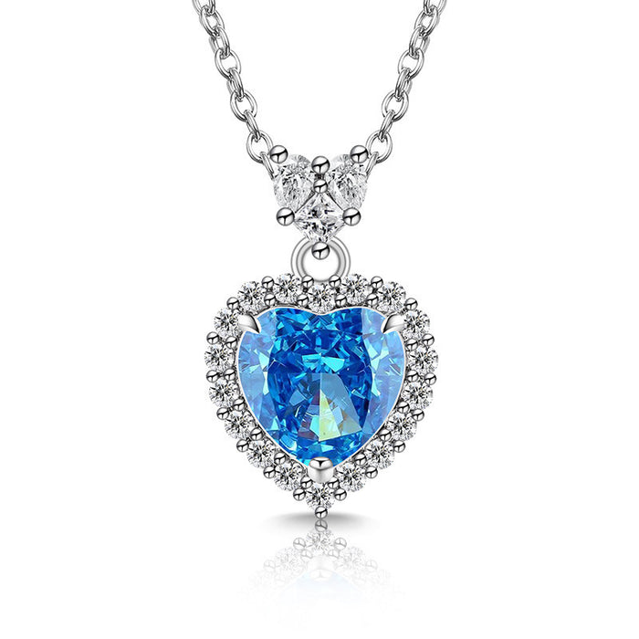 Wholesale Copper Heart Pendant Necklace Diamond Cut Padparadscha Style Fashion Accessory Gift