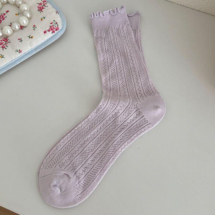 Wholesale Pile up socks, loose mouth mid tube socks, pure cotton mesh boneless socks