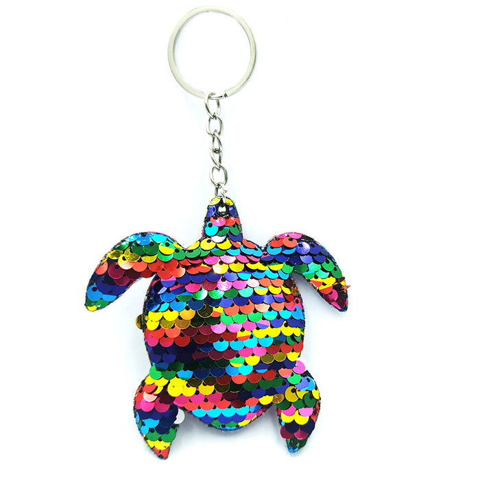 Wholesale Reflective Shiny Animal Plant Keychain PET Sequins Fashion Bag Car Pendant DIY Clothing Accessories JDC-KC-QS001