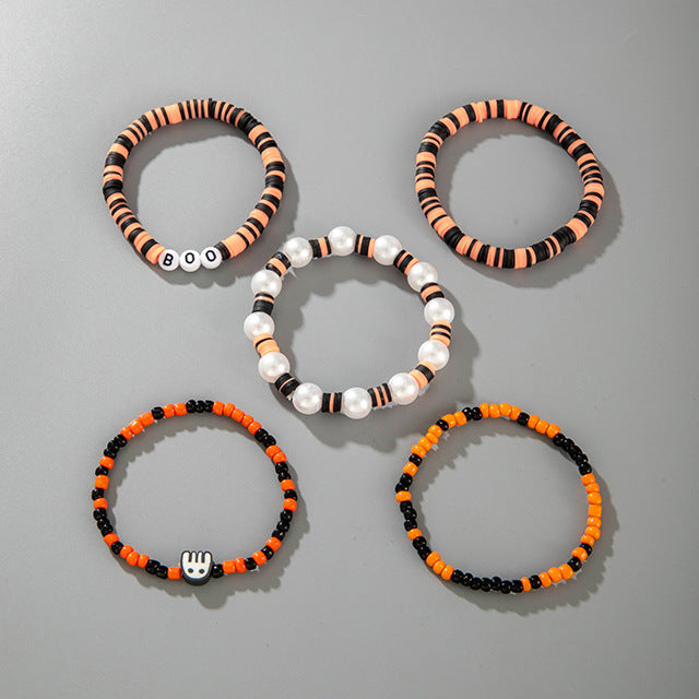 Wholesale  Cartoon Ghost Pumpkin Beaded Bracelet Women' s Fashion Accessory Boutique Resale Gift MOQ≥2