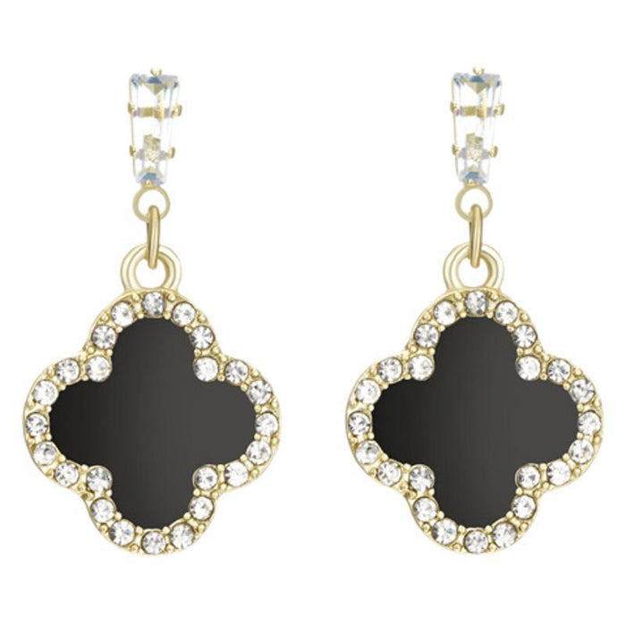 Wholesale Love Black Drop Oil Diamond Square Earrings