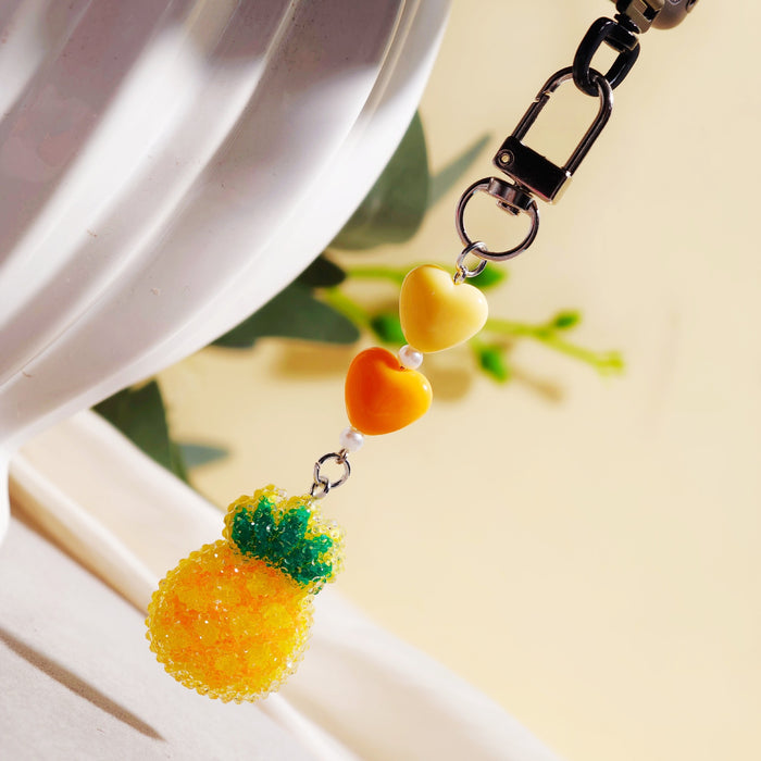 Wholesale Cartoon Fruit Beaded Charm Set - Electroplated Phone Bag Keychain Accessory