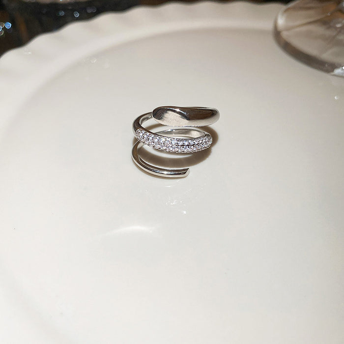 Wholesale Zircon diamond geometric love open ring sweet niche fresh index finger ring fashion high-end jewelry