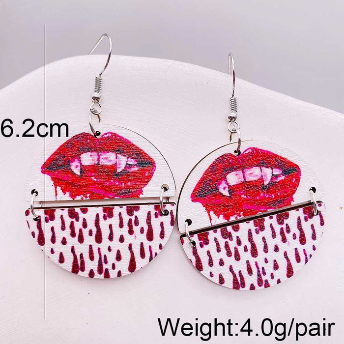 Wholesale  earrings,  double piece wooden pumpkin holiday accessories