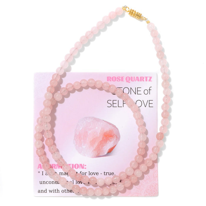 Wholesale 6mm stone bead screw clasp necklace card packaging choker necklace