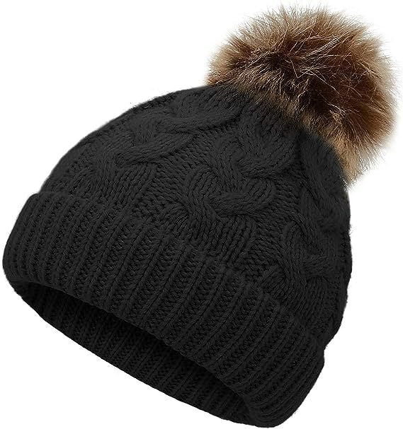 Wholesale winter children' s fur ball thickened wool hat