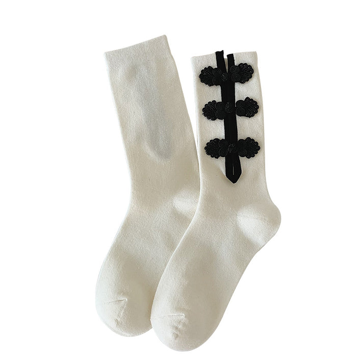 Wholesale Retro mid length socks with buckle and contrasting colors