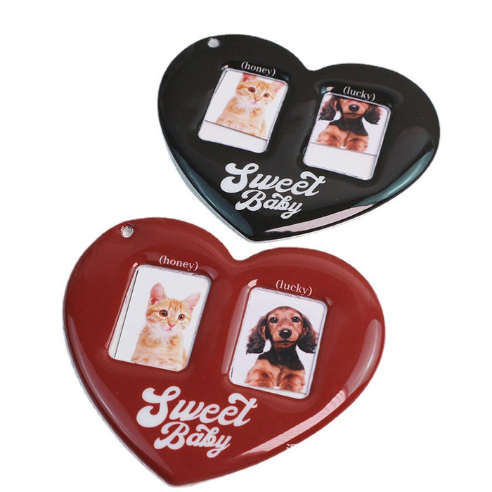 Wholesale PVC red black love card set id small card certificate photo clip key chain pendant