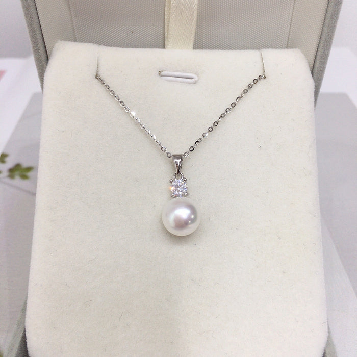 Wholesale  Pearl Freshwater Pearl Pendant Princess S925  Silver Pearl Necklace Clavicle Chain