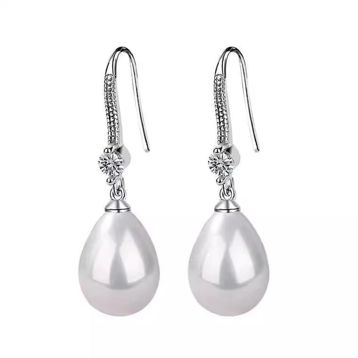 Wholesale Pure silver earrings with temperament, pearl earrings with hooks, long style, atmospheric and high-end earrings