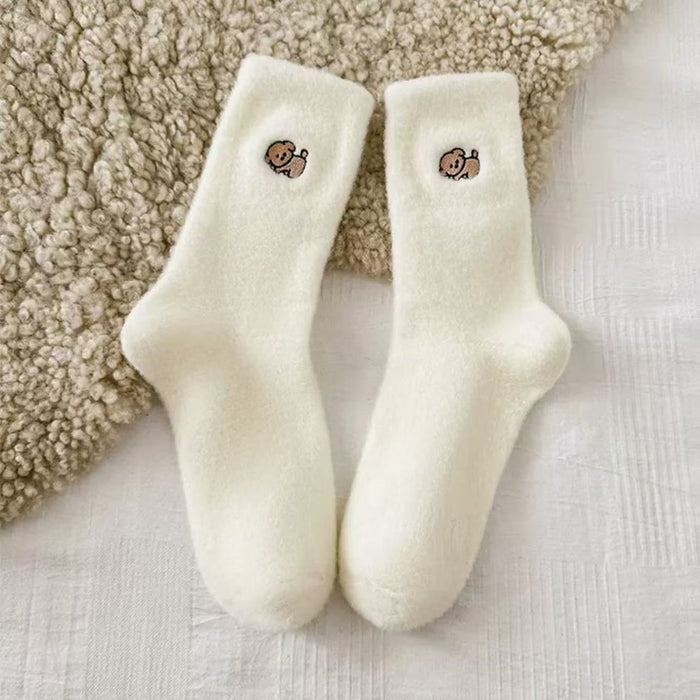 Wholesale Embroidered socks with thick velvet and cute embroidery sleep socks