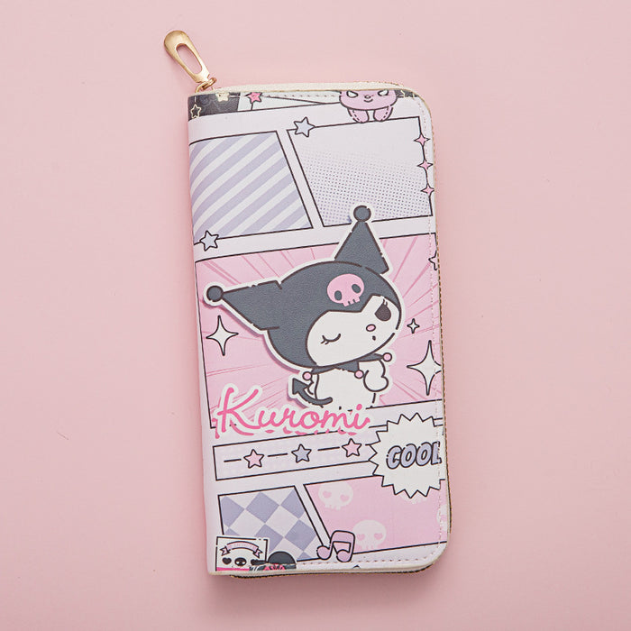 Wholesale Long Wallet Female Student Cartoon Kuromi Fresh New Large Capacity Mobile Phone Wallet Zipper Card Bag Clutch Bag JDC-WT-QT009