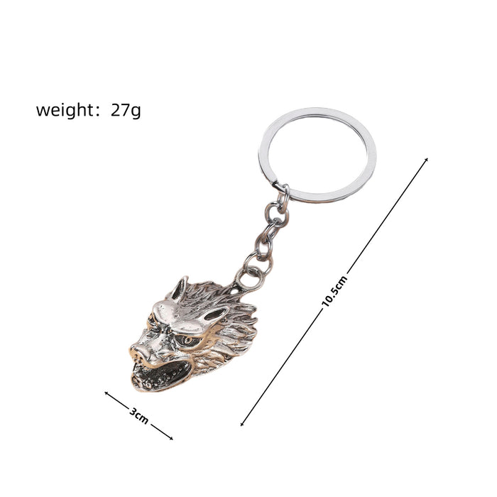 Wholesale Men's Metal Wolf Head Keychain JDC-KC-RongR016