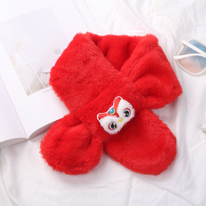 Wholesale Christmas Series Children's Autumn and Winter Cartoon Western-style Warm Scarf Imitation Rabbit Fur Thick Neck Cover JDC-SF-GJ005