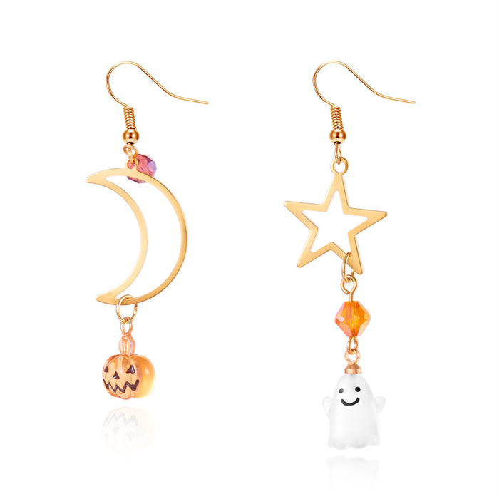 Wholesale Asymmetric Long Earrings Stars Moon Ghost Pumpkin Alloy