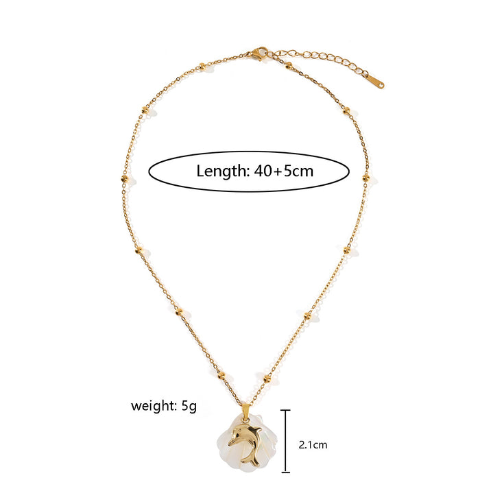 Wholesale Beach style stainless steel shell starfish necklace, ocean vacation series necklace