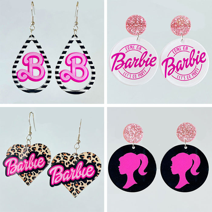 Wholesale 2 Pairs/pack Pink Leopard Print Acrylic Earrings JDC-ES-HeYi103