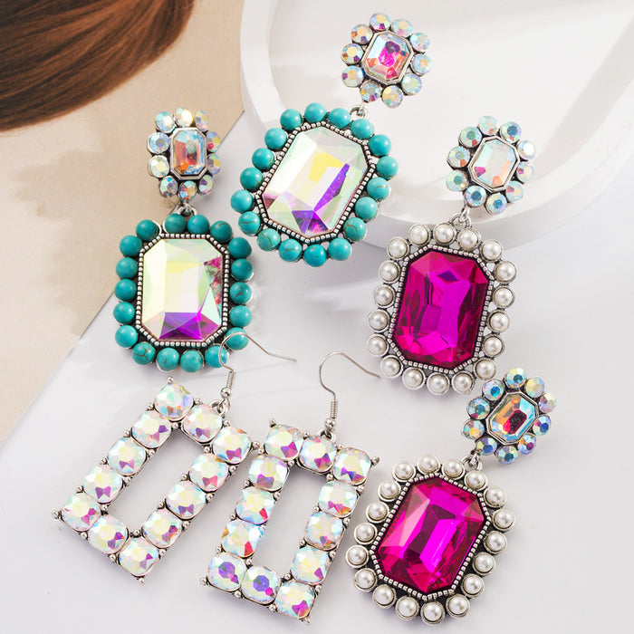 Wholesale Colorful diamond statement earrings