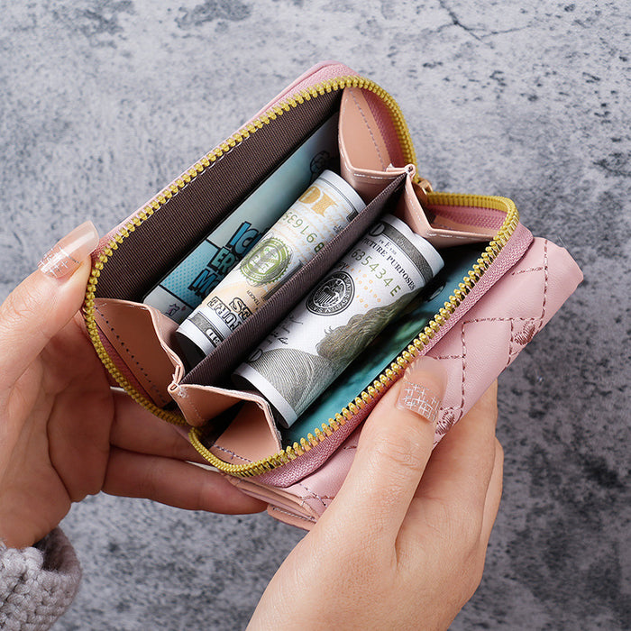 Wholesale PU Embroidered Love Short Wallet Women' s Card Holder Daily Matching Fashion Accessory MOQ≥3