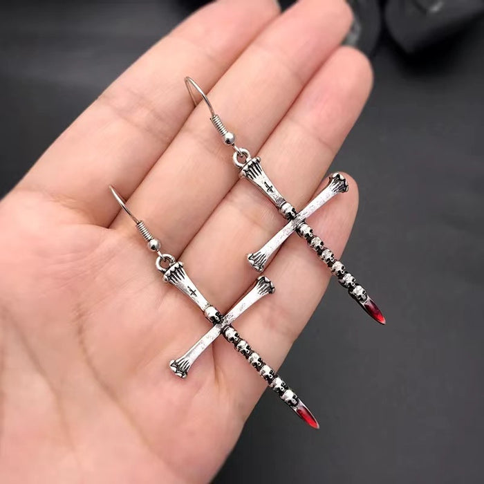 Wholesale  gothic dark style skull coffin nail cross earrings for women