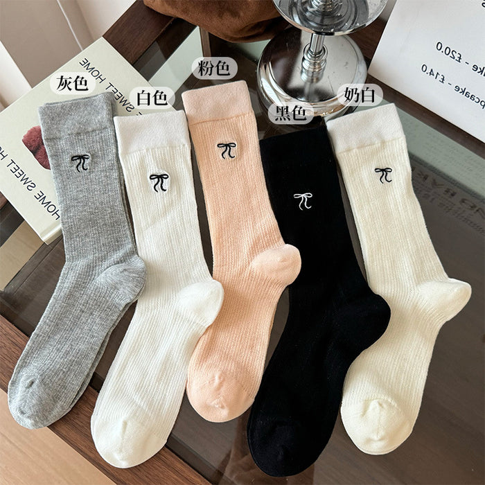 Wholesale Socks, thin, mid length, butterfly knot, long tube, breathable, mesh, stacked socks