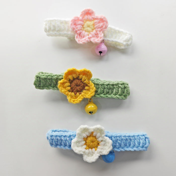 Wholesale Cat Collar Flower Bell Cute Bow Tie Dog Scarf Decoration Accessories Wool Crochet