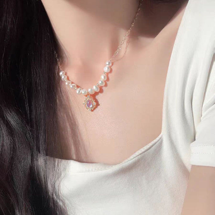Wholesale New irregular pearl bead necklace with light luxury and high-end feel, collarbone chain, niche and versatile accessories