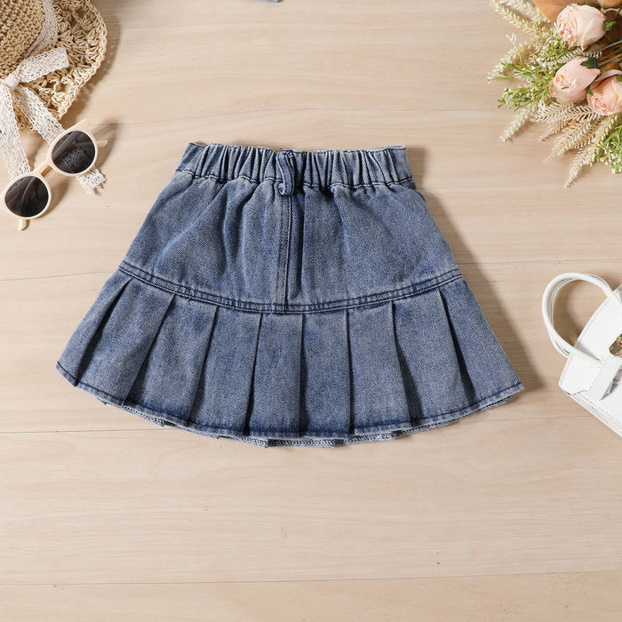 Wholesale Children's Denim Skirt Halter Top Two Piece Set JDC-BC-JiaLJ003