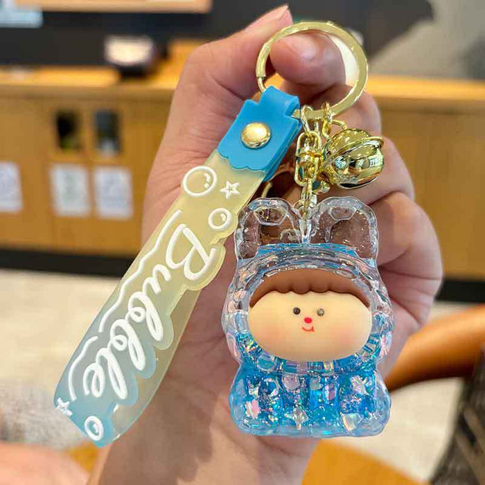 Wholesale Oil-in Acrylic Quicksand Key Chain Cute Flash Doll Key Chain
