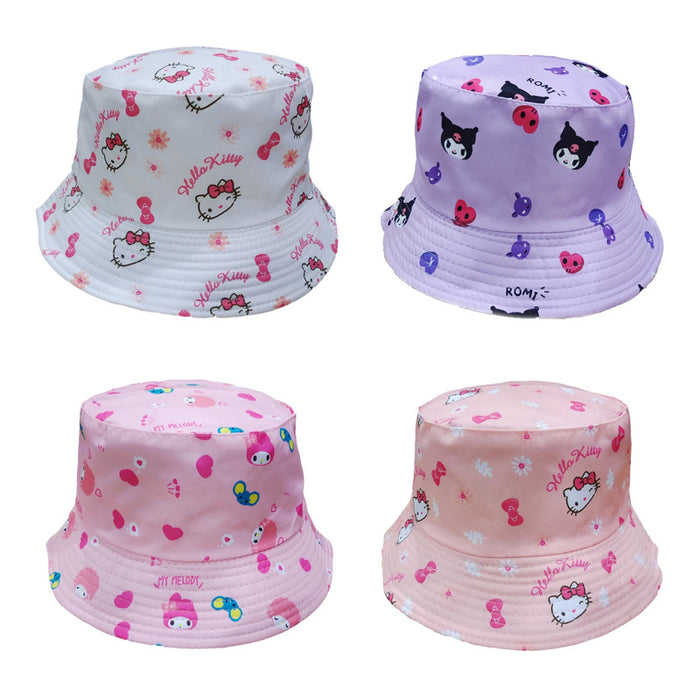 Wholesale Double sided embroidered fisherman hat, fashionable cartoon printed basin hat, sun visor hat