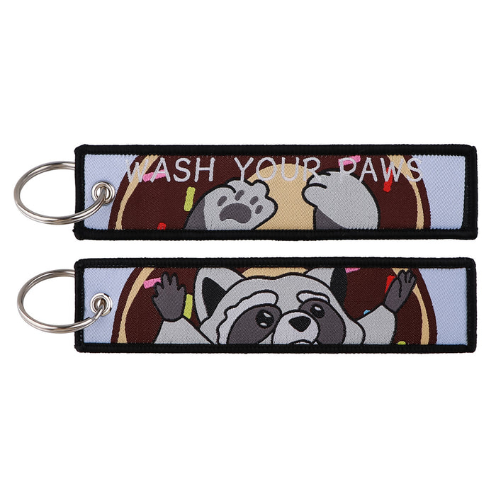 Wholesale Cartoon Cute Capybara Animal Woven Label Lanyard Keychain JDC-KC-KKX005